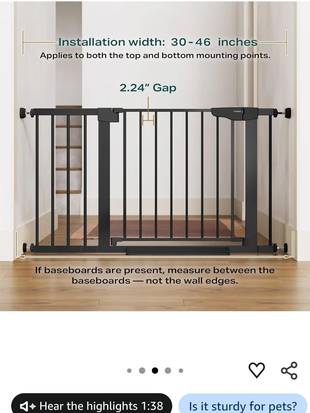 Lock Black Pet Safety Gate for Dogs